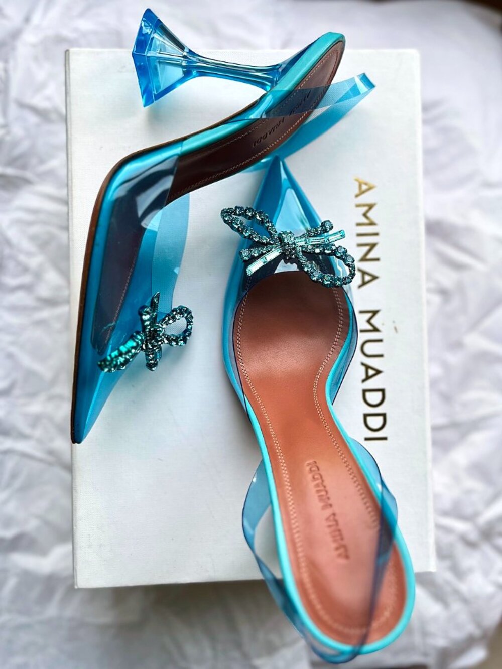 Amina Muaddi Rosie Glass Slingback Pumps (US 6.5/EU 37)